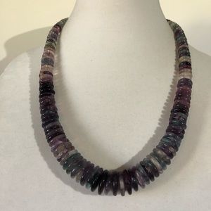 Purple Fluorite Gemstone Disc Necklace